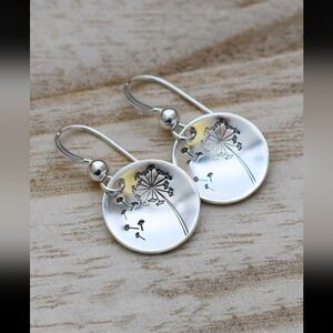 Dandelion Round Drop Earrings